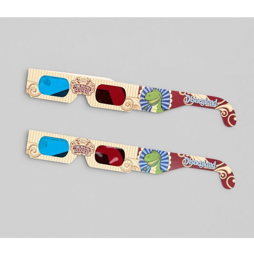Vintage Disneyland Toy Story Midway Mania 3D Glasses June 2008 Woody Rex 2pk